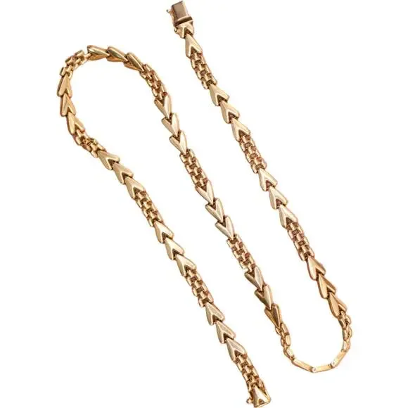 14kt Yellow Gold Chevron Panther Chain Link Statement Collar Necklace - Picture 2 of 6